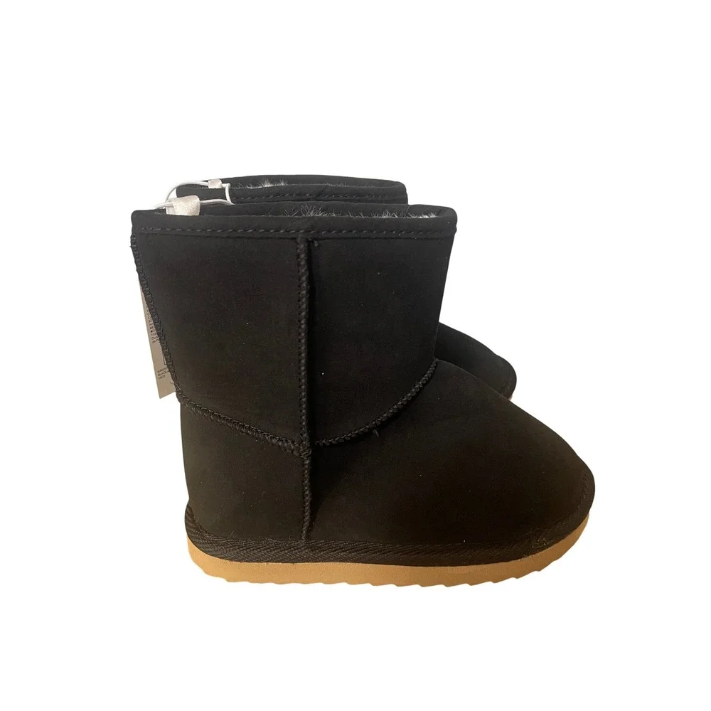 Old Navy Kids Black Faux Suede Faux Fur Lined Winter Boots Size 8 323073808